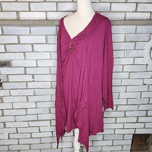 • Woman Within Women's Plus Size 3X Layered Look Long Top With Sequined Inset